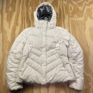 Vintage Y2K Nike Down Puffer Hooded Jacket – White – Women’s M